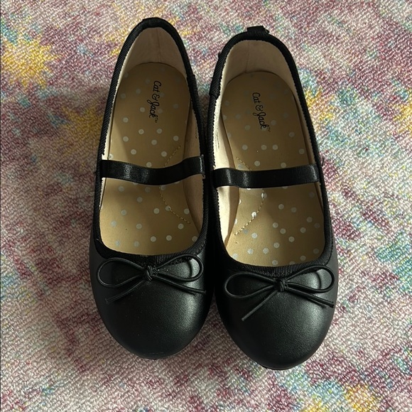 Cat & Jack Black Dress Shoes with Bow and Strap size 12 - Picture 1 of 3